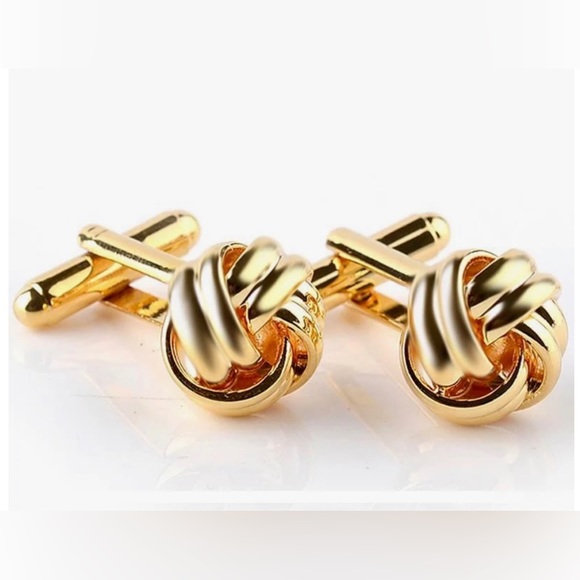 Gold Tone Knot Cuff Links - Picture 1 of 2
